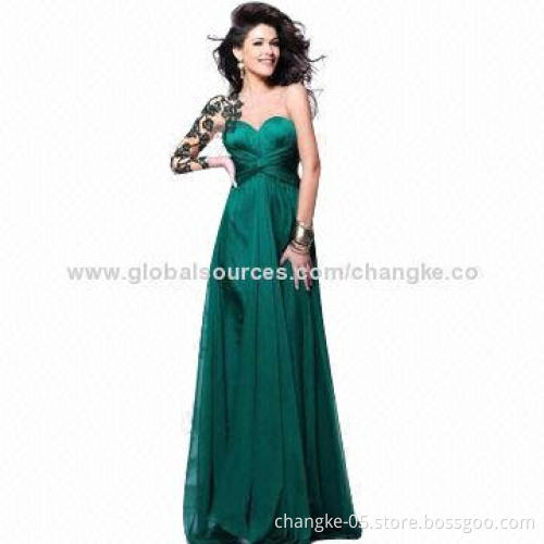 Prom dresses, strapless neckline, single-long sleeve